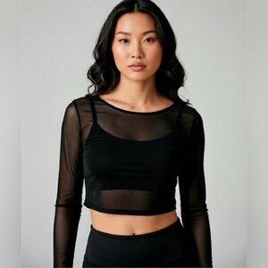Black Sheer Mesh Crop Top